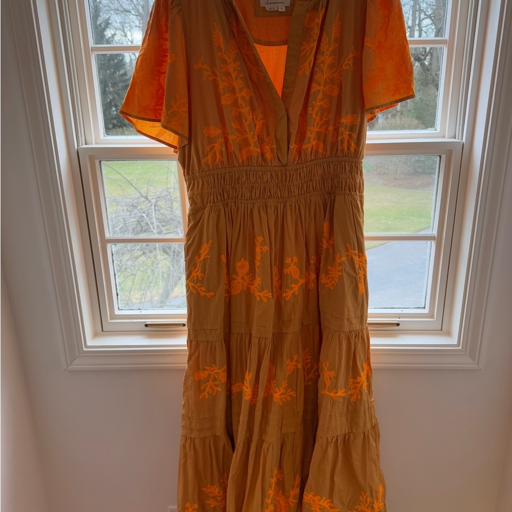 Orange Embroidered Maxi Dress